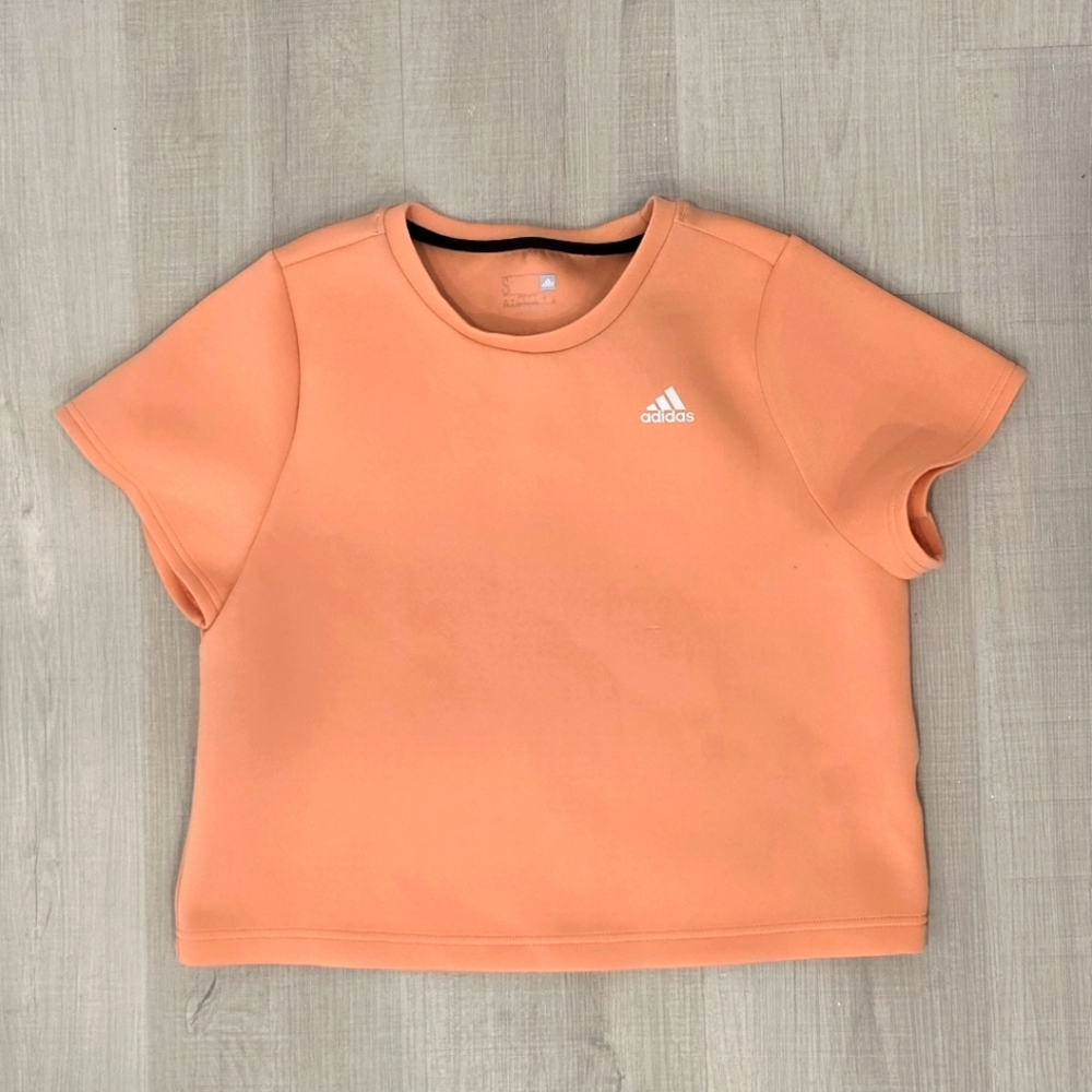 Adidas Peachy/Orange Short Sleeve Scuba Top, Size Small